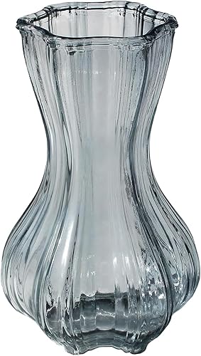 Floreros de cristal, jarrón de vidrio azul para plantas hidropónicas o pampas, florero de flores de 8.07 pulgadas para centros de mesa para sala de