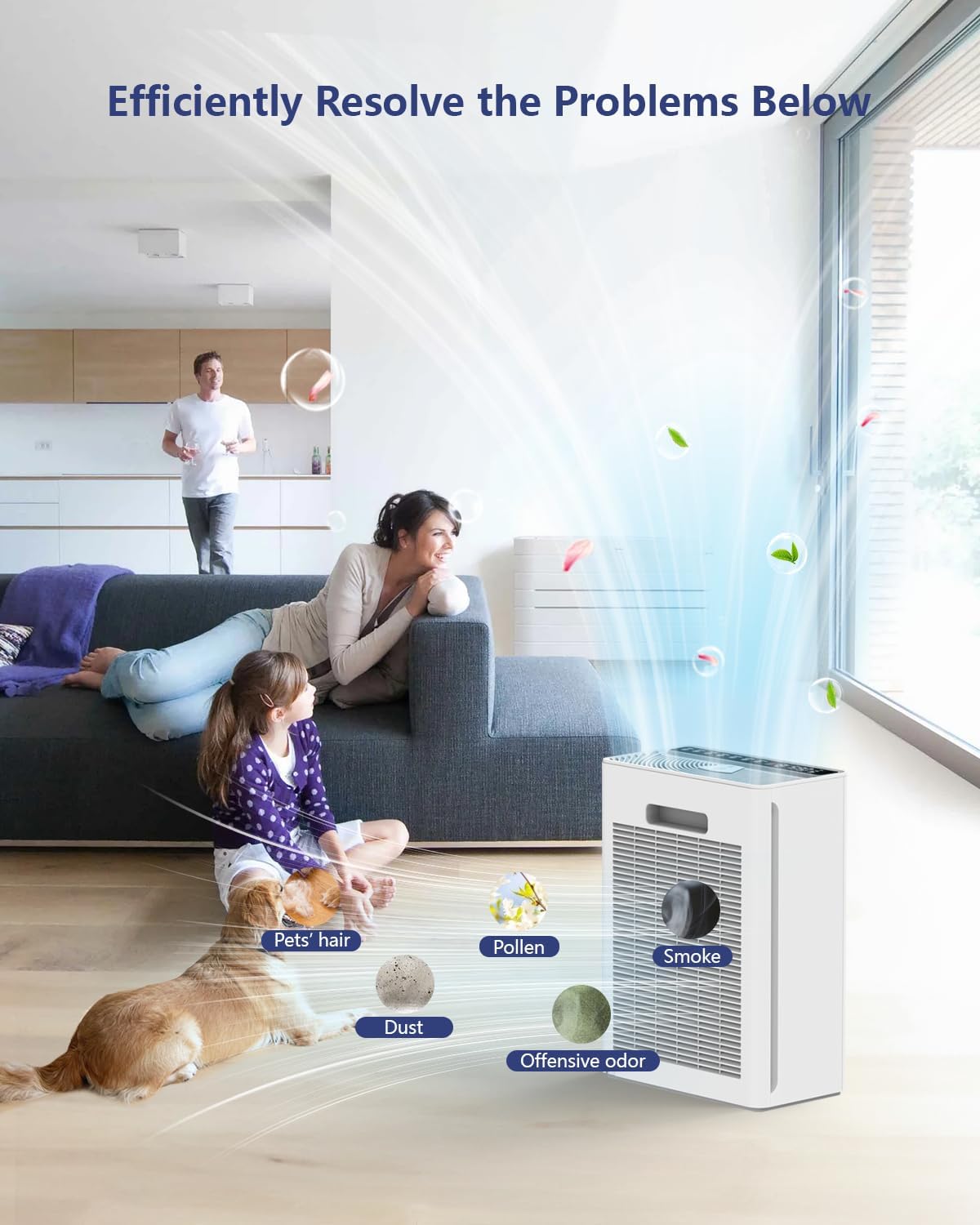 VEWIOR Air Purifiers For Home Large Room Up To 2200 sqft H13 HEPA Air Purifiers Filter With Fragrance Sponge Timer Washable Filter Cover,15 DB Quiet Air Cleaner For Pets Dander Smell Smoke Pollen - Image 6
