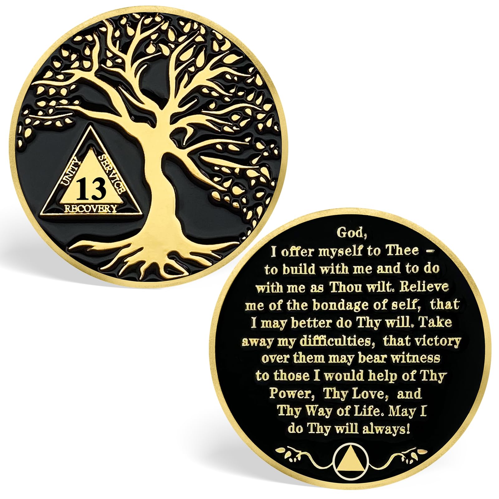 13 Year Sobriety Chips, Tree of Life AA Medallions - AA Sobriety Coins Recovery Coins Sober Tokens for Alcoholics Anonymous Recovery Sober Gifts for Men Women — image 1