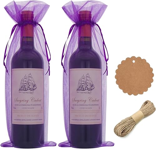 DIWNELEM Paquete de 30 bolsas de organza para vino con cordón, bolsas de regalo para cumpleaños, bodas, baby shower, recuerdos de fiesta,