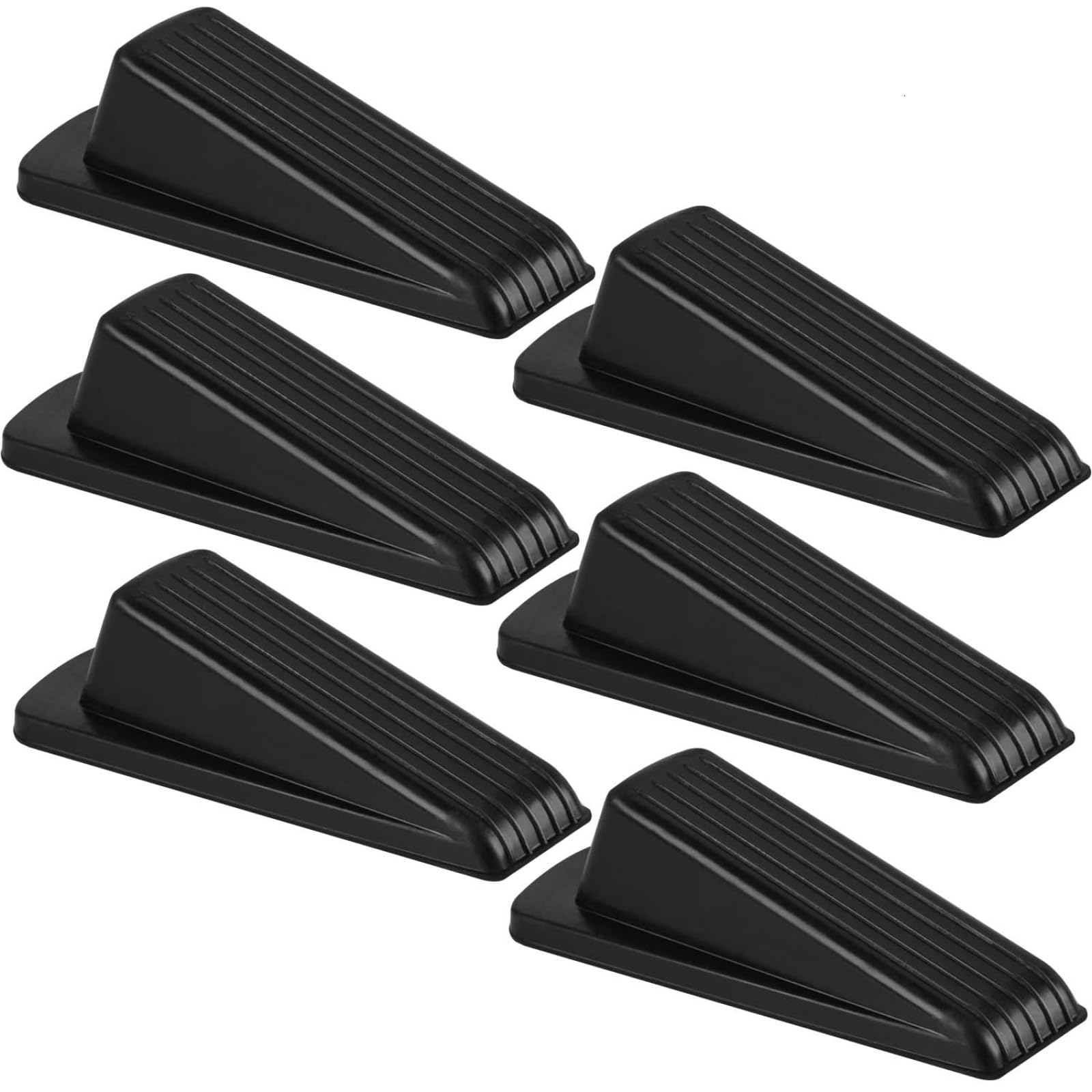 WSSROGY6 Pack Door Stoppers for Bottom of Door Stops Rubber Door Stopper Wedge for Carpet Heavy Duty Door (Black)