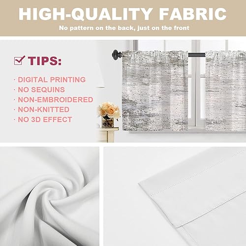 Miniatura 131 de Cenefas de cocina modernas con patrón de cobre marrón dorado para ventanas, cenefas opacas abstractas de marcas de arañazos y cortinas opacas