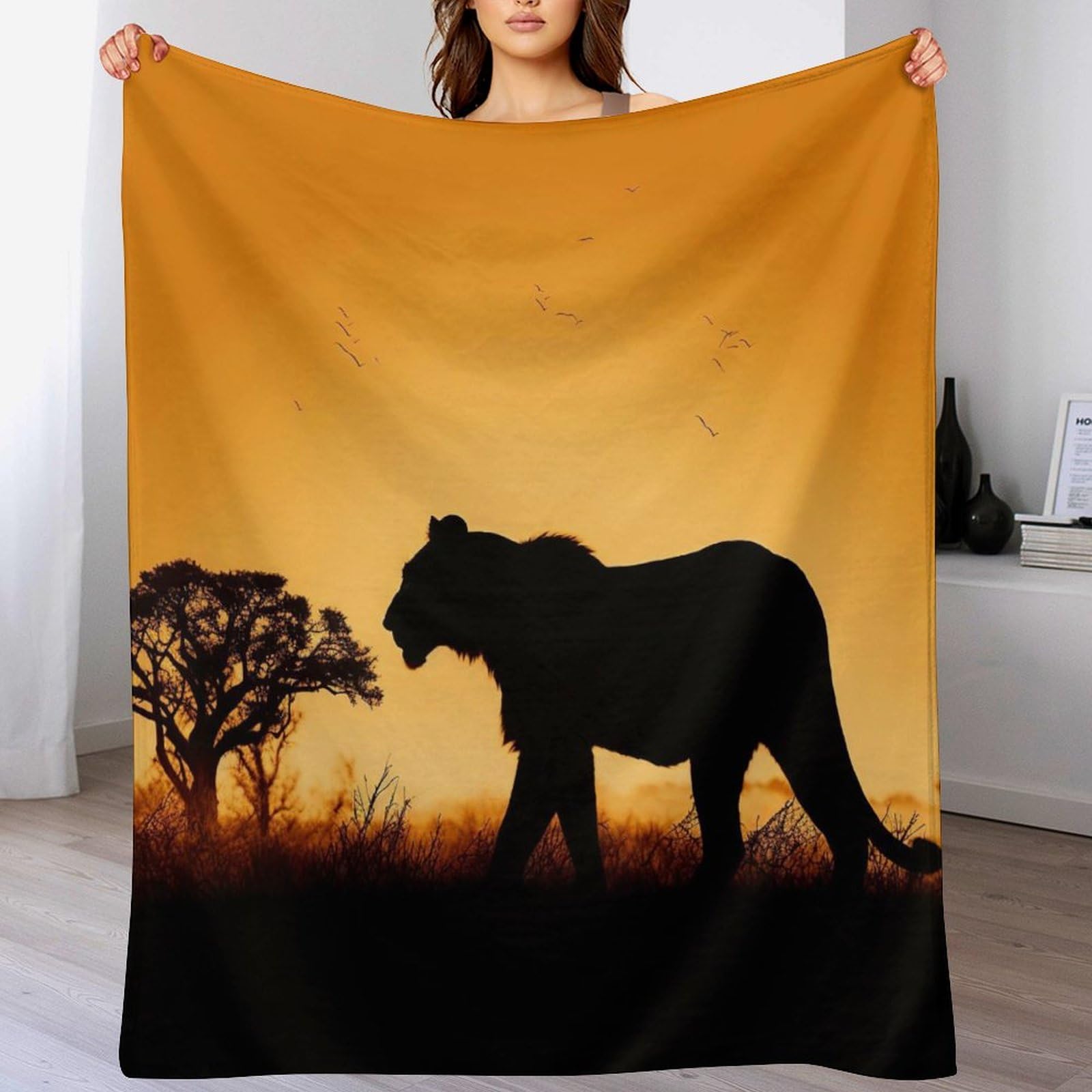 Couverture lion douce de voyage et de canapé pour des soirées cocooning
