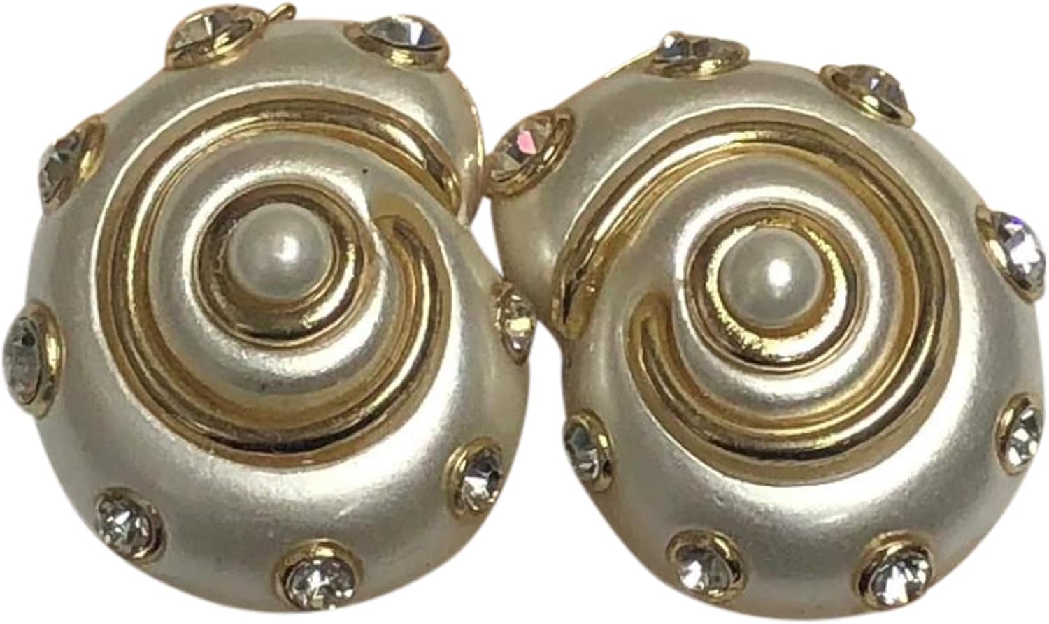 White Snail Shell Clip On Earrings Costume Fashion Designer Jewelry by Kenneth Jay Lane