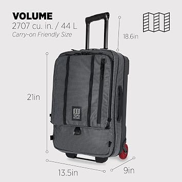 Topo Designs Apex Global Travel Roller Bag, Nylon Ripstop Fabric, Weatherproof Carry-on Rolling Suitcase, Made with 100% Recycled Materials
