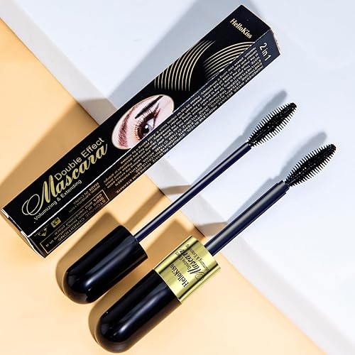 Miniatura 7 de Máscara de pestañas de 2 piezas, máscara de pestañas impermeable, rímel negro, volumen y longitud, máscara 4D de doble efecto 2 en 1, delgado y