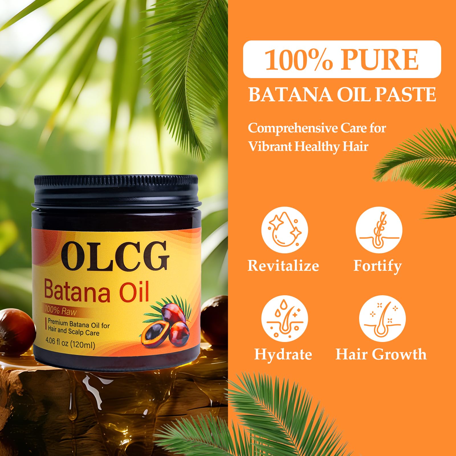 100% Raw Batana Oil Paste for Hair Growth and Nourishment, 4.06 fl oz