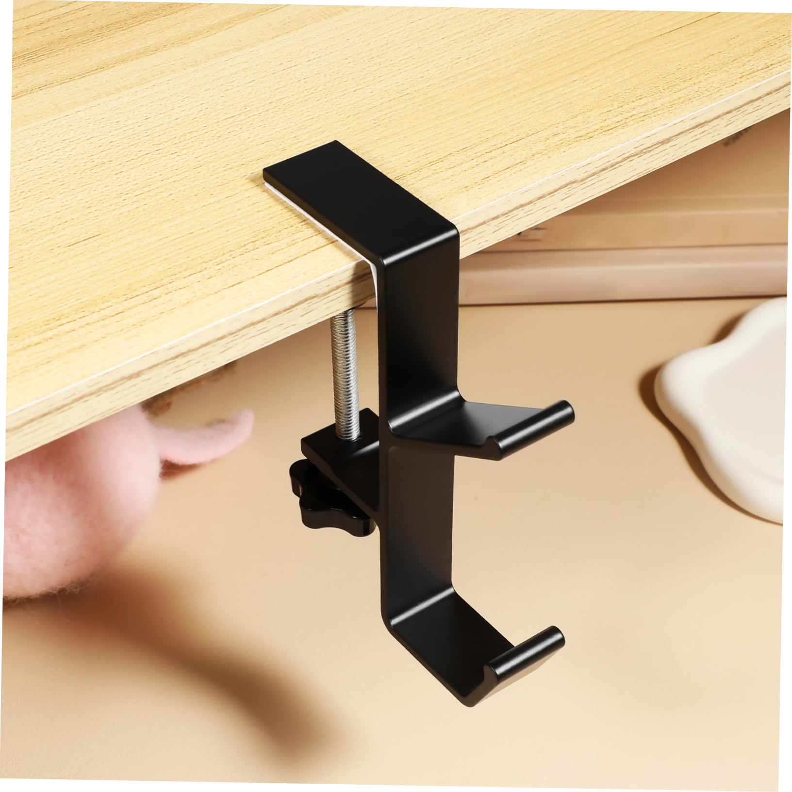 GAROZATION Sleek Desk Clamps 2 Pack Purse Hangers Aluminum Alloy Hooks for Backpacks Handbags Headphones Easy Install