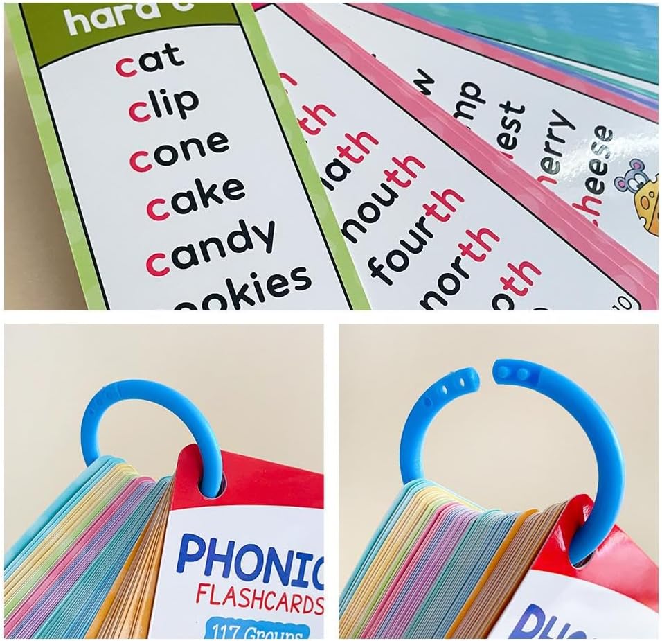 Phonics Flash Cards Word Family Build Book, Learn to Read Phonics Rhyme Flip Books with 60cards 117groups - Alphabet, Sight Words, Colors, Numbers, Animals for Kids Homeschool & Preschool Learning