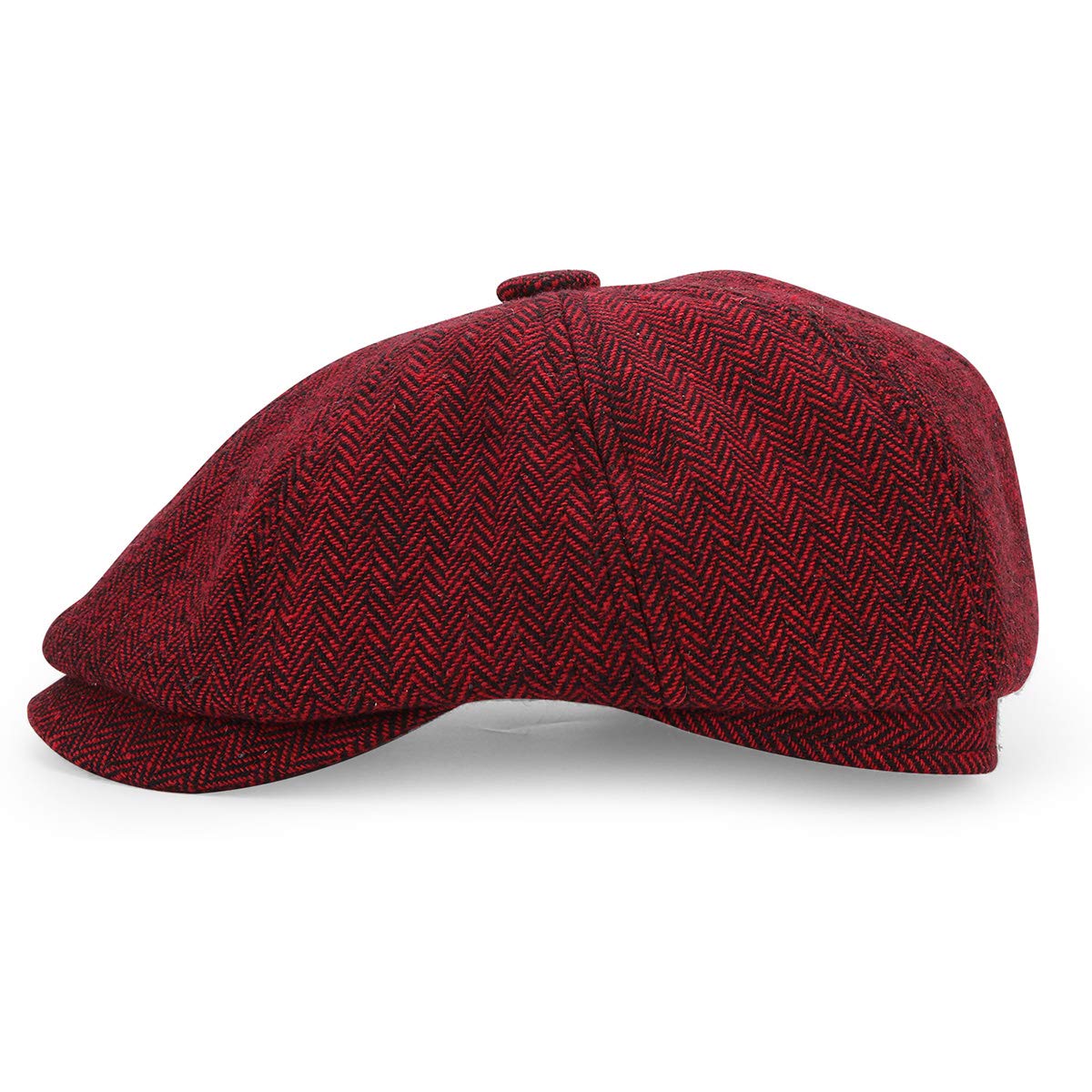 Coppola Newsboy cap Baker Boy - 8 Pannelli Peaky Herringbone Tweed Gatsby Hat Ivy Cappellino Irlandese per Uomo e Donna, Vino Rosso, 58-59