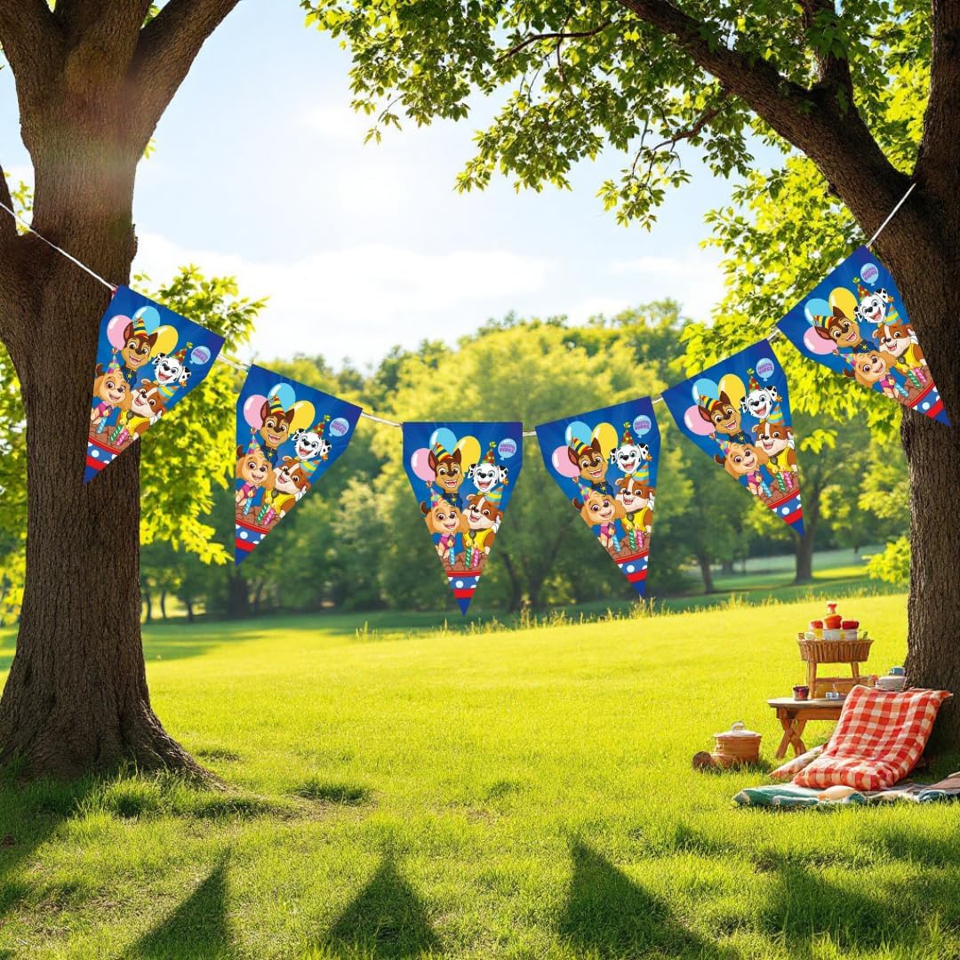 Paw Patrol Pennant for Children, Children's Birthday Decoration, Party Supplies, Celebration and Anniversary, 1 Pack, 3 M