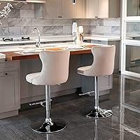 Vista 52 de Aoowow Juego de 2 taburetes de bar giratorios, taburetes de bar ajustables con respaldo de terciopelo copetudo, sillas de bar modernas tapizadas