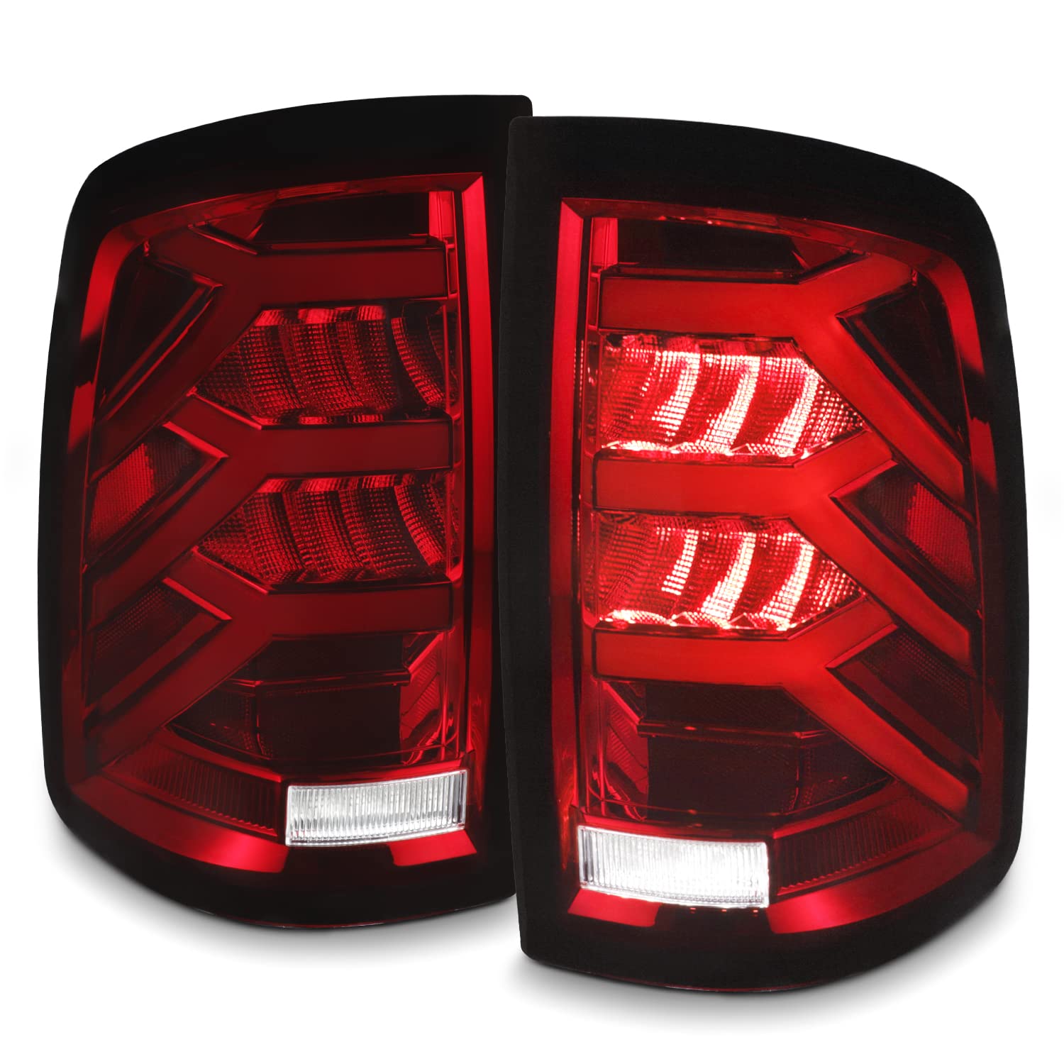 AKKON - Fits 2009-2018 Dodge Ram 1500 2500 3500 Truck [Full LED] Dark Red Tail Lights Pair Driver Left + Passenger Right