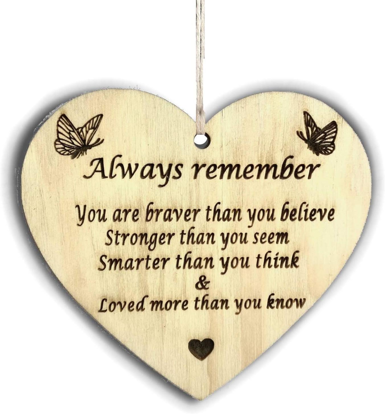 Pet-Jos Decorative Sign Heart Plaque 10 x 10 cm Always Remember Wooden Sign Gift, brown