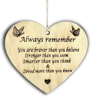 Pet-Jos Gift for her gift for him Always Remember Wooden Heart Plaque Gift for Your Best Friend Family Hanging Heart Wooden Sign Love Friendship Quote FBA