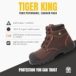 Tiger King Hudson 6” CSA Bottes de sécurité approuvées pour homme, orteils composites, glissoires, résistants à la chaleur et à la perforation avec protection contre les dangers électriques
