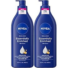 NIVEA Essentially Enriched Body Lotion for Very Dry Skin with Hyaluronic Acid, Almond Oil and Deep Nourishing Serum, 72-Hour Body Moisturizer, 16.9 Fl Oz Pump Bottle, Pack of 2