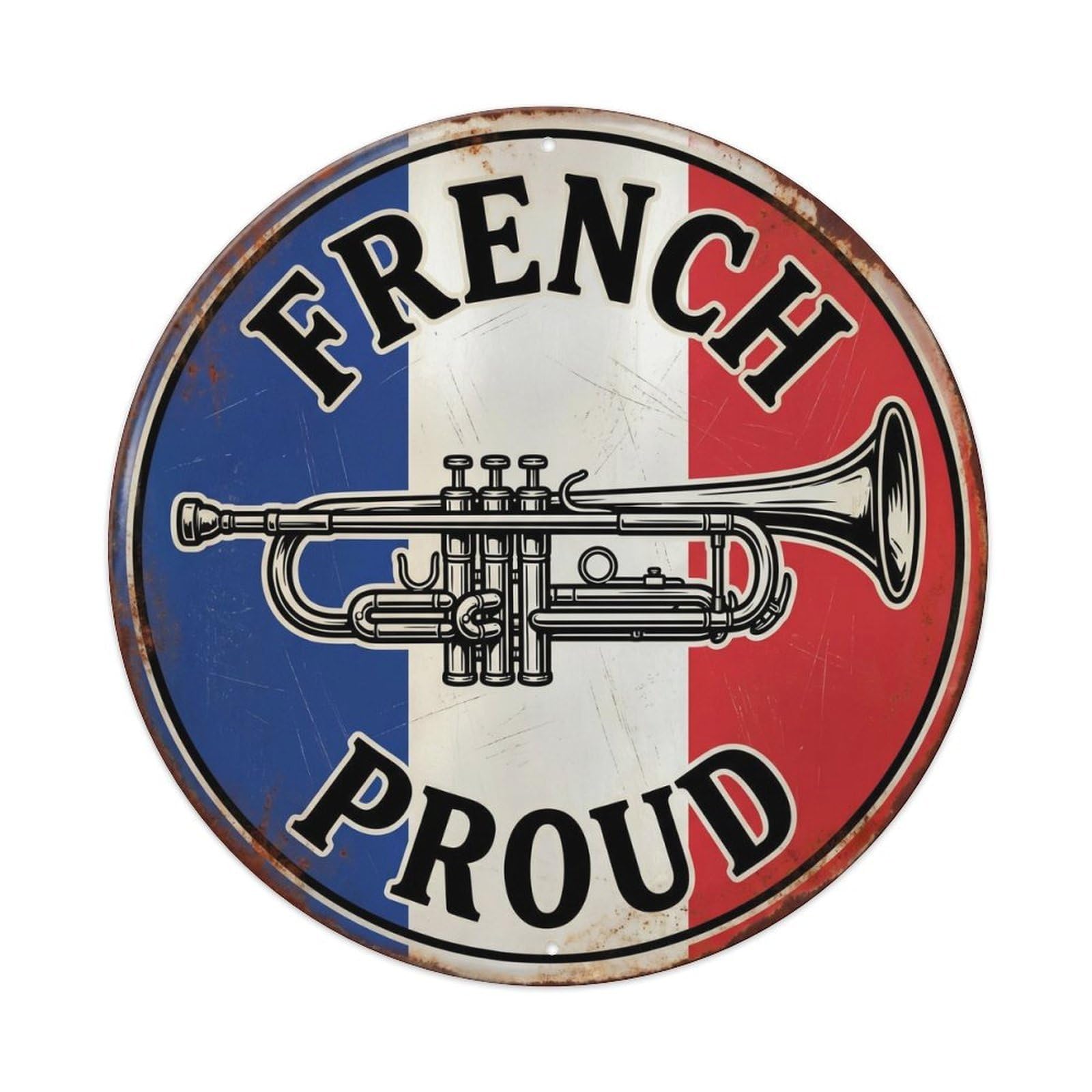 Olhnbad Style French Proud Trumpet Music Heritage Emblem Metal Tin Sign