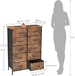 Dresser for Bedroom with 10 Drawer, Commode De Chambre, Fabric Chest of Drawers with Wooden Top, Tall Storage Tower, Cabinet for Hallway Entryway, Living Room Tv & Closets Rustic Brown