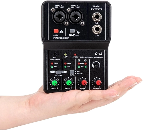 interface de audio，Placa de som profissional de canal duplo com USB 2.0 de alta velocidade, função de monitor para estúdio/gravação musical/gravação
