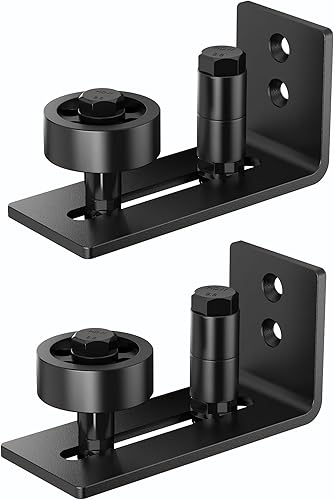 Guía de piso de puerta corredera de granero para parte inferior, 8 opciones de configuración, rodillo ajustable para puertas de todos los tamaños,