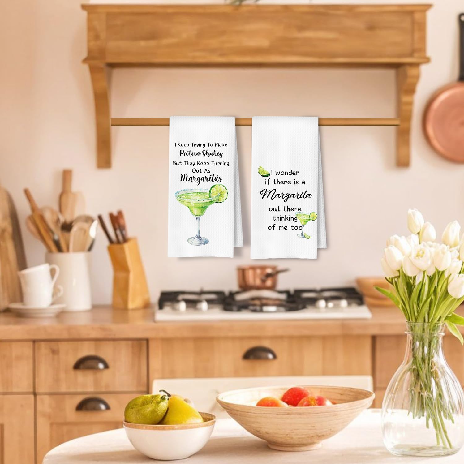 Margarita Gifts Kitchen Towels, Gifts for Margarita Lovers Dish Tea Bar Towel for Kitchen Bar Cart Decor, Trendy Cocktail Themed Decorative Hand Towels, 16x24 Inches Set of 2 - Image 2