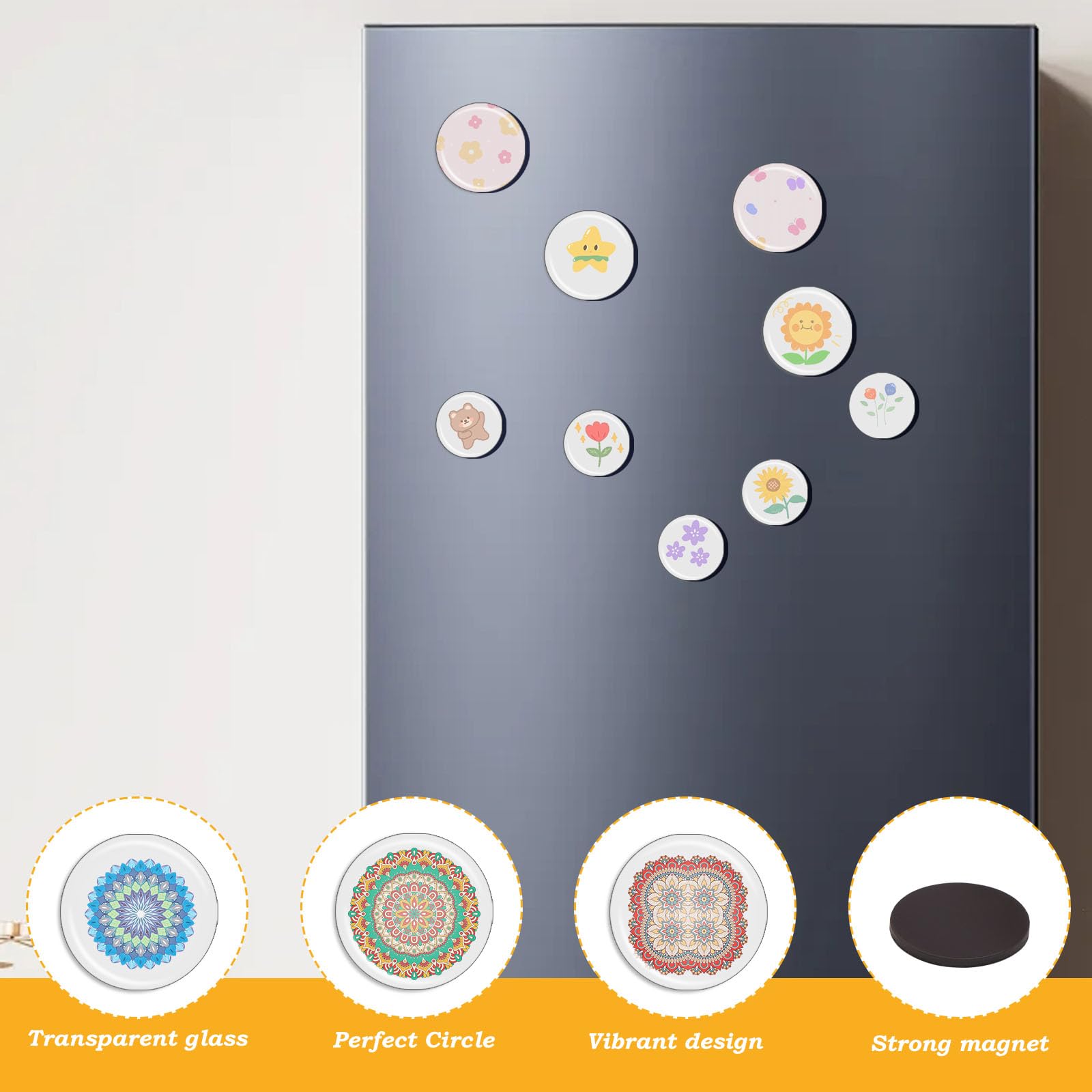 60 Stück Fotomagnete Selbst Gestalten Glas Magnete Selbstklebend Kühlschrankmagnet Foto Transparent Rund Glasnuggets Klar Runde Scheibe Magnete für DIY Kühlschrank Wand Weihnachten 30mm 25mm