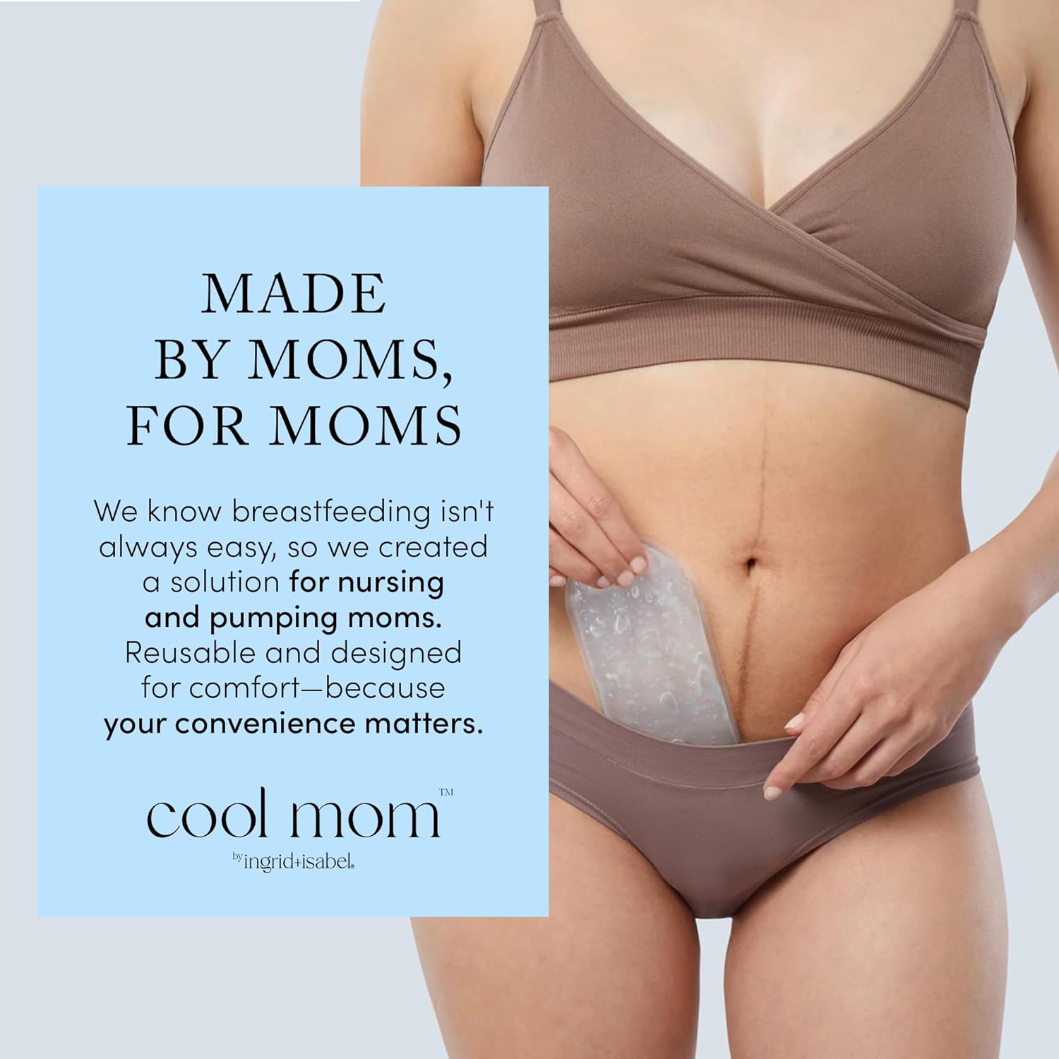 Cool Mom by Ingrid & Isabel Reusable Perineal Ice Pack – Postpartum Cooling & Heating Pad for Vaginal Delivery Recovery, C-Section Relief, Swelling & Pain Soothing Gel Pack for Women