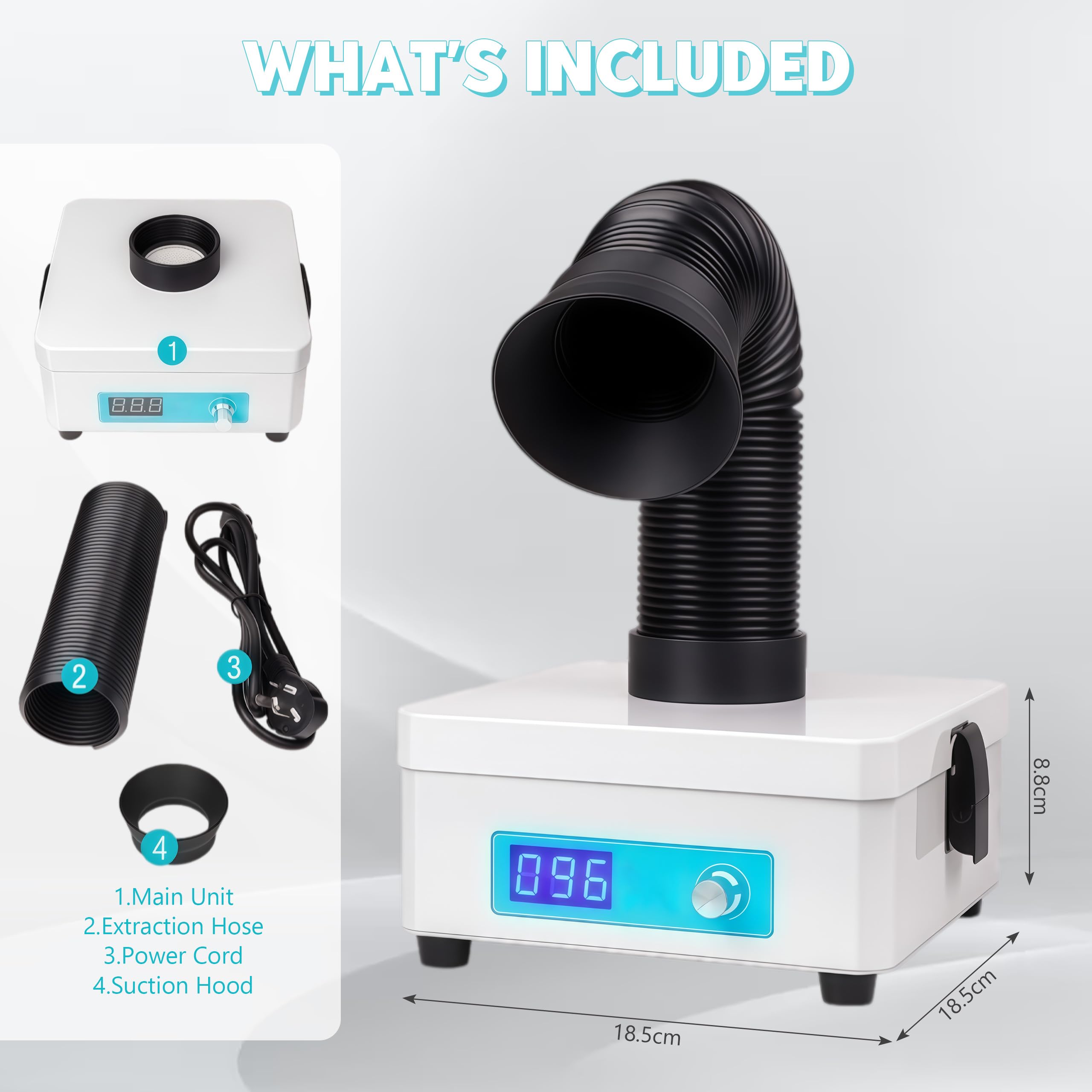 Aspirador de Humos de Soldadura | 2-en-1 Filtro HEPA y Carbón Activo para Extracción de Humos con 99,97% de Eficacia de Filtración, Purificador de Aire