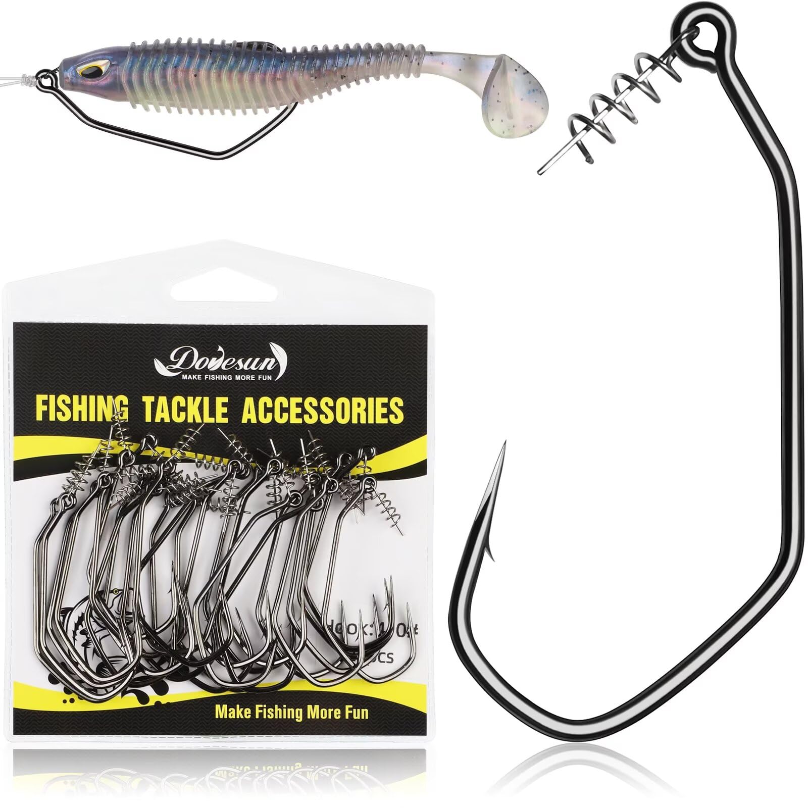 Dovesun 12PCS/25PCS Weighted Swimbait Hooks Weighted Fishing Hooks for Saltwater Freshwater EWG Worm Weedless Hooks for Bass Fishing 3/0 4/0 5/0