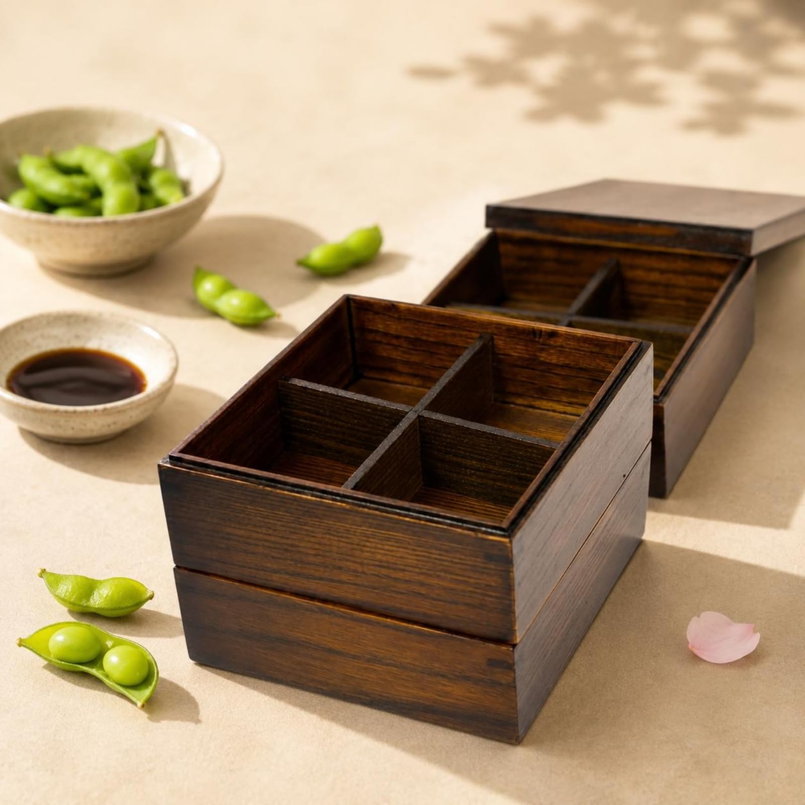 Boîte Bento Bois sans BPA Boîte Repas Japonaise Bois Double Couche