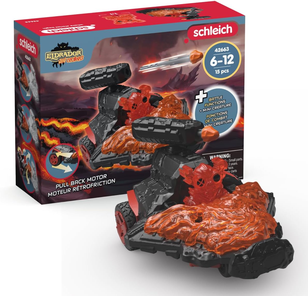 Schleich Eldrador Creatures - 15PC Lava Jet Vehicle with Mini Creature Playset - Kids Ages 7+ | 42663