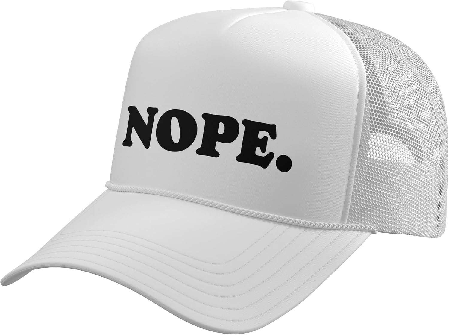 Nope - Funny Retro Minimalist Sarcasm Trucker Hat with Adjustable Mesh Back