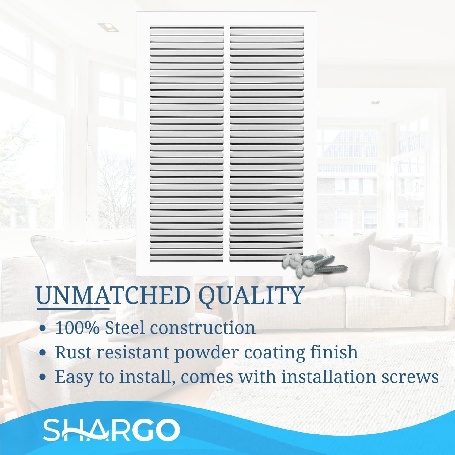 14 x 16 Inch Return Air Vent Cover, Solid Steel HVAC Grille for Wall or Ceiling, White Duct Opening, Durable Return Air Vent Cover, Airflow Ventilation Grille for Home or Office