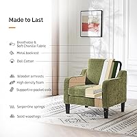 Vista 6 de VINGLI Silla de Acento para Sala de Estar Sillas Verde Oliva Silla de Lectura para Dormitorio Silla con Brazo Recogido Sillas de Acento Modernas