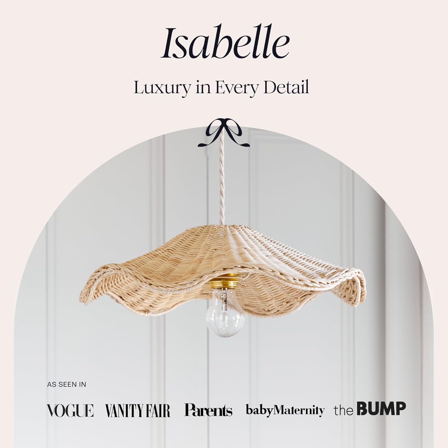 BEBE BASK Hand Woven Rattan Lamp Shade - Unique Wave Wicker Lamp Shade - 17 x 5 Inch - Unique Boho Lamp Shade - Rattan Light Shade - Rattan Pendant Light Shade - Wicker Pendant Light Shade