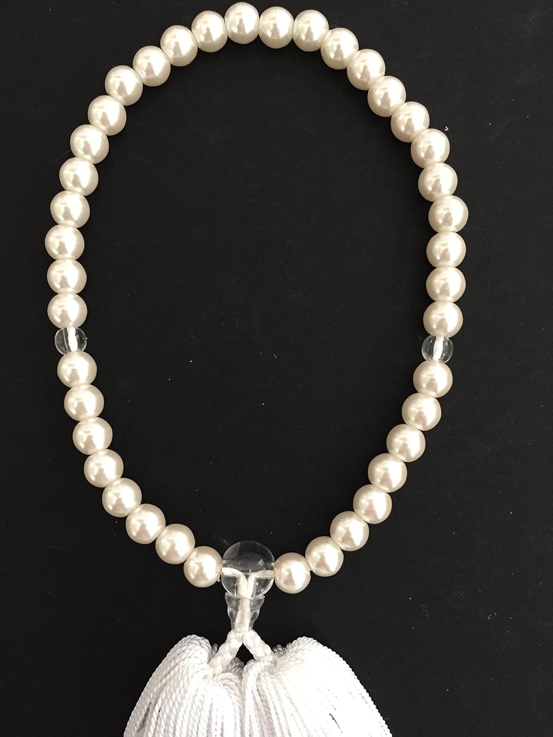OJUZU Buddhist Zen Meditation Lady's Player Pearl Beads/ White Tassel/Made Japan