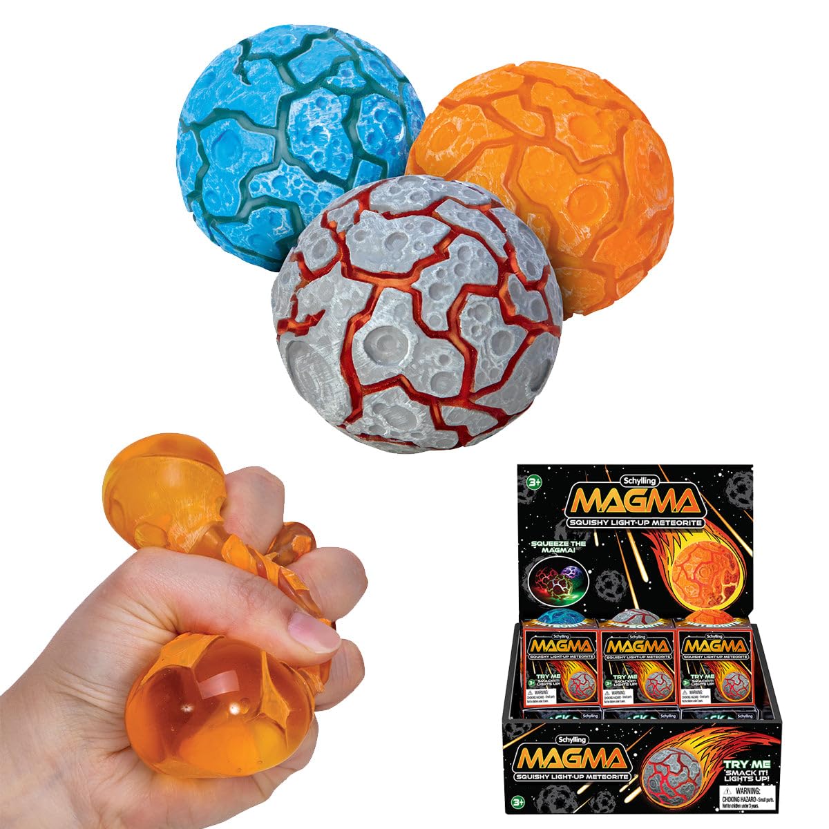 Schylling NeeDoh Magma - Sensory Squeeze Toy - Lights Up - 2.5" Wide - Color May Vary (Pack of 1)
