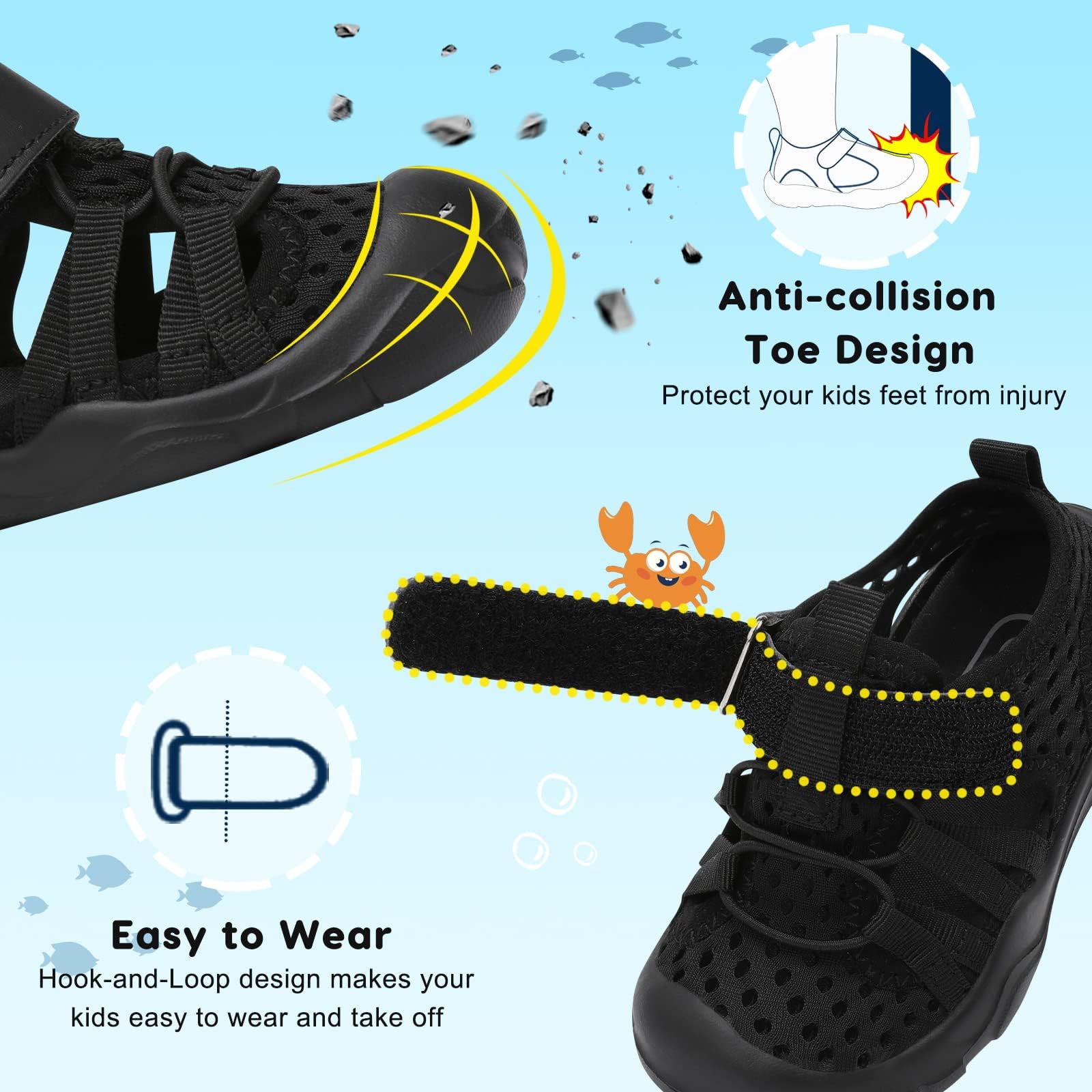 JOINFREE Toddler Boys Girls Water Shoes Breathable Qucik Dry Sport Beach Sandals Lightweight Barefoot Flexible — view 3