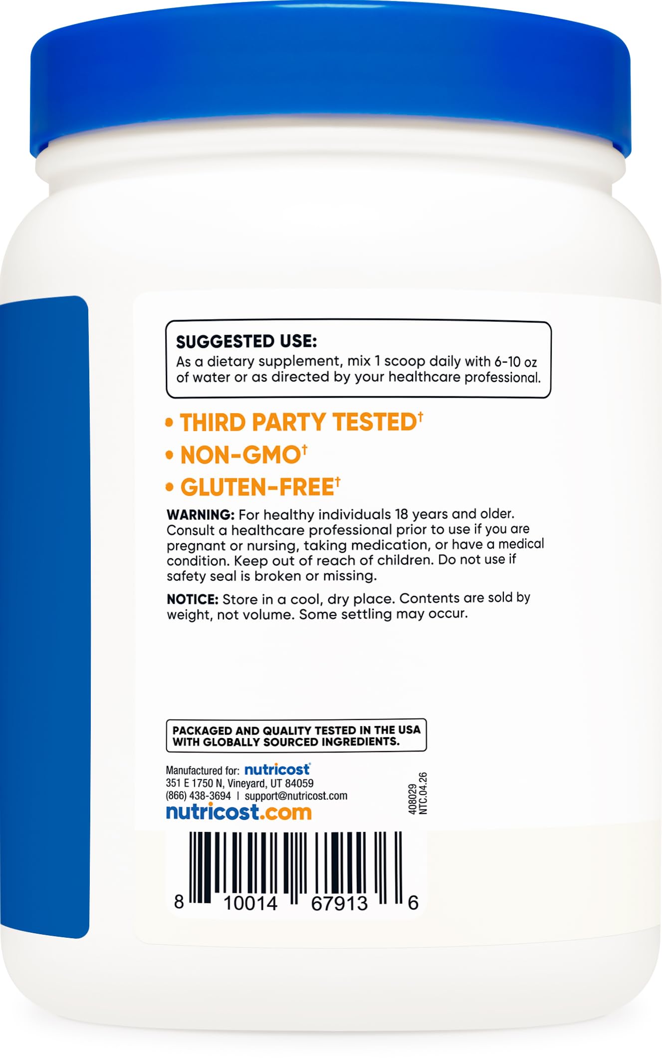 Nutricost Ascorbic Acid Powder (Vitamin C) 2 LBS - Gluten Free, Non-GMO — Amazon image 4
