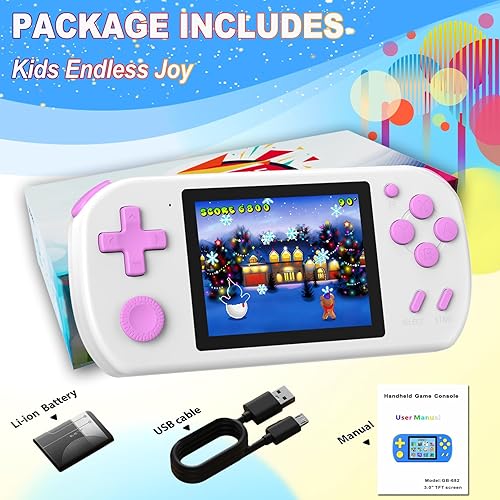 Miniatura 7 de Great Boy Juegos de mano para niños con 218 videojuegos retro de 3.0 pulgadas, pantalla a color, recargable, juego de arcade, regalo de cumpleaños
