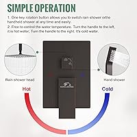 Vista 6 de SunCleanse Sistema de ducha de lluvia de bronce aceitado, juego completo de grifo de ducha con cabezal de ducha de lluvia de 12 pulgadas cuadradas