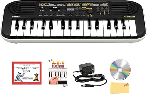Miniatura 10 de Casio SA-81 - Paquete de mini teclado de 44 teclas con fuente de alimentación, calcomanías para llaves, libro de instrucciones, DVD instructivo de