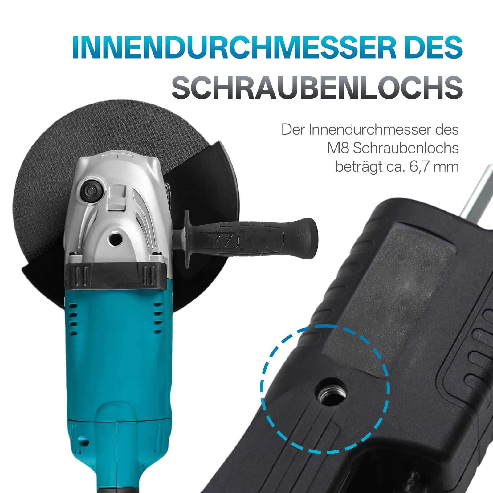 Supporto laterale per smerigliatrice angolare M8, antiscivolo, durevole, accessorio di ricambio per smerigliatrice angolare, compatibile con la maggior parte dei modelli, nero