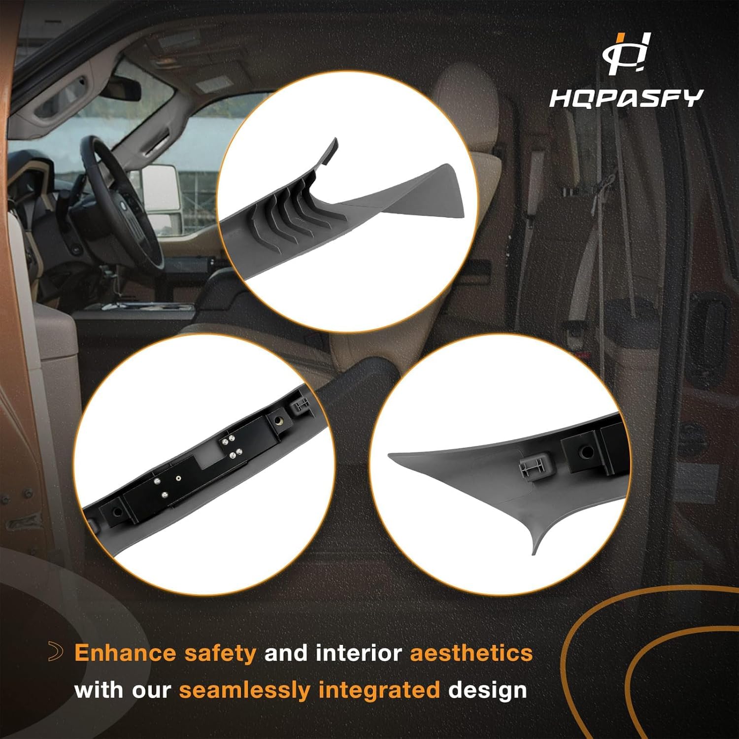 HQPASFY A Pillar Interior Trim Grab Handle 1 Pair Compatible with 2004-2008 Ford F150 2006-2008 Lincoln Mark LT Replace# 4L3Z-1503599-AAB, 4L3Z-1503598-AAB Left Right Driver Passenger Side Gray