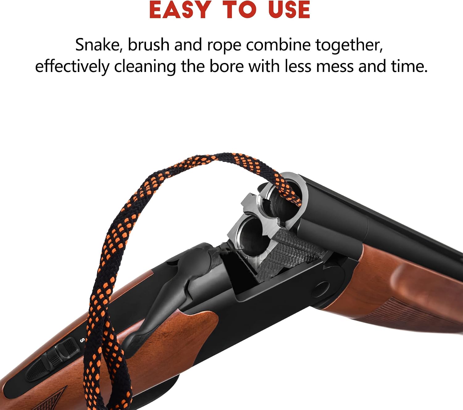 Raiseek Gun Bore Cleaner Snake Brush Bore Cleaning System for 5.56mm 9mm 7.62mm .17 .22 .243 .270 .357 .30 .40 .45 Cal (Choose Your Caliber)