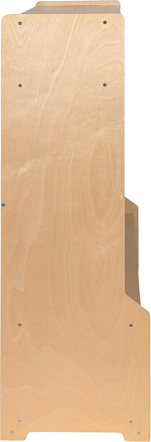 Flash Furniture Hercules Wooden 5-Section School Coat Locker with Bench, Cubbies, and Storage Hooks, Preschool Cubby Organizer, 48"H x 48"L, Natural
