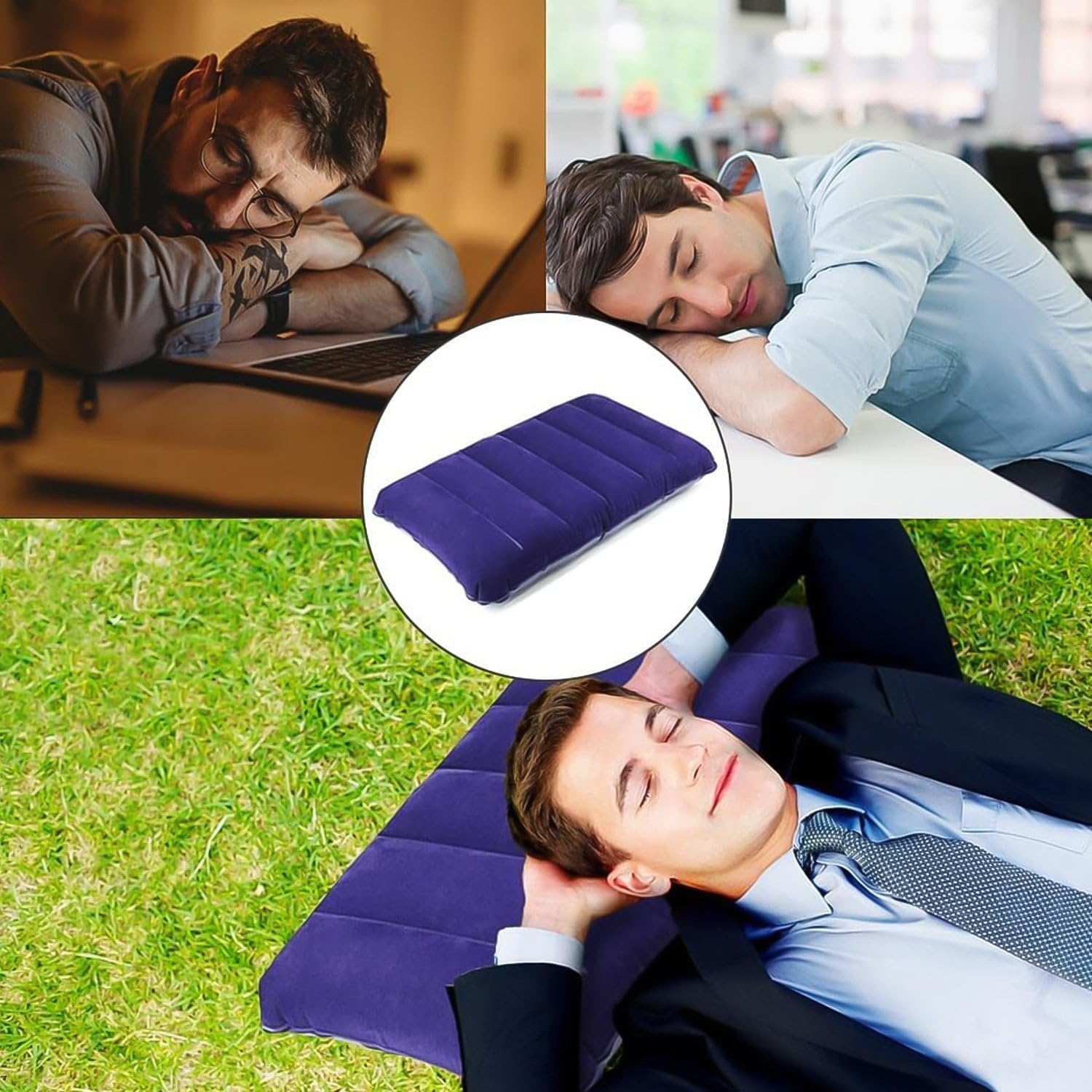 Inflatable Velvet Travel Pillow - Soft & Portable -2