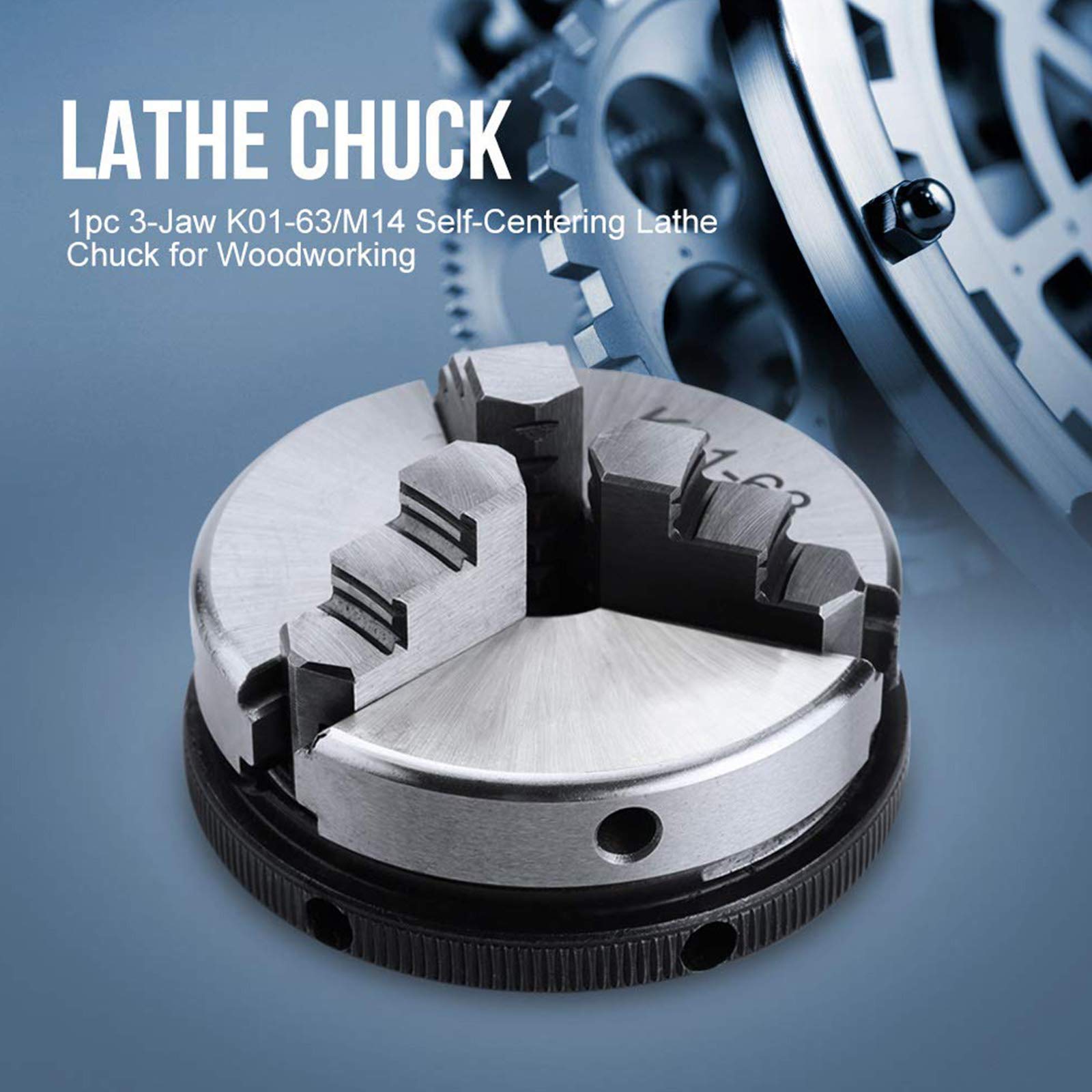 Portabrocas De Torno, 50 Mm Mini 3 Mordazas Autocentrante Reversible M14 Montaje De Rosca Torno Chuck Manual K01-50 Herramienta De Energía Eléctrica Chuck Autocentrante