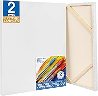 Vista 15 de FIXSMITH Lienzo blanco estirado de 12 x 16 pulgadas, paquete a granel de 8, imprimado, 100 % algodón, perfil de 5/8 pulgadas, paquete de gran valor